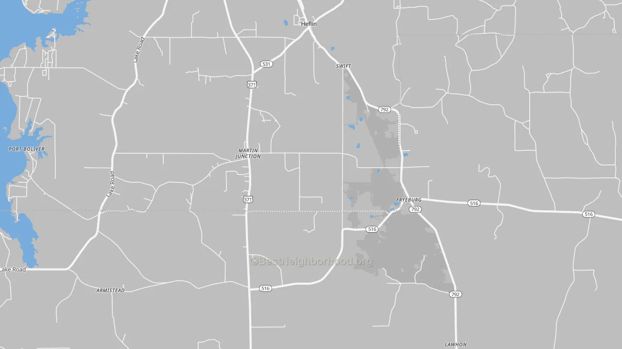 Transit Grade map of Martin Junction, LA
