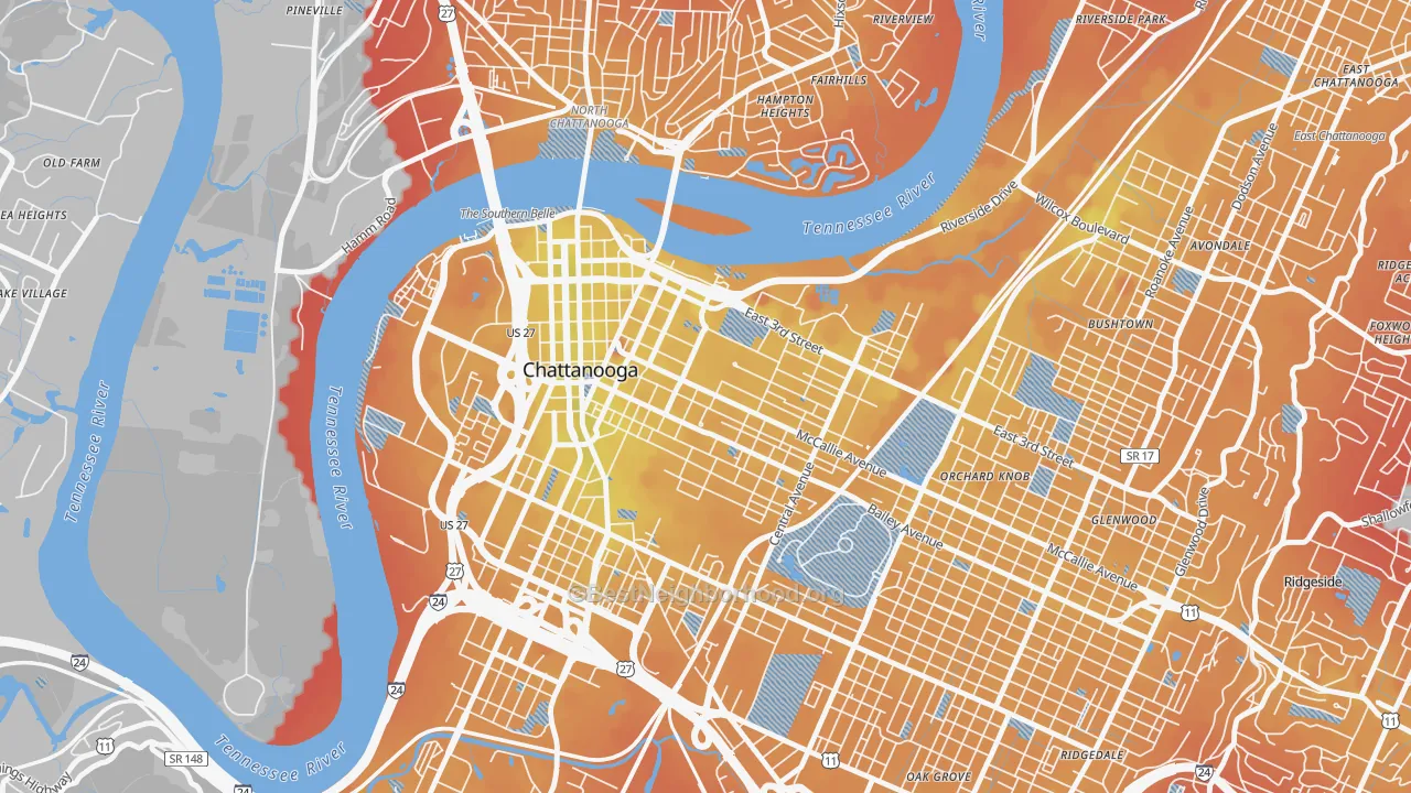 Transit Grade map of Martin Luther King, Chattanooga, TN