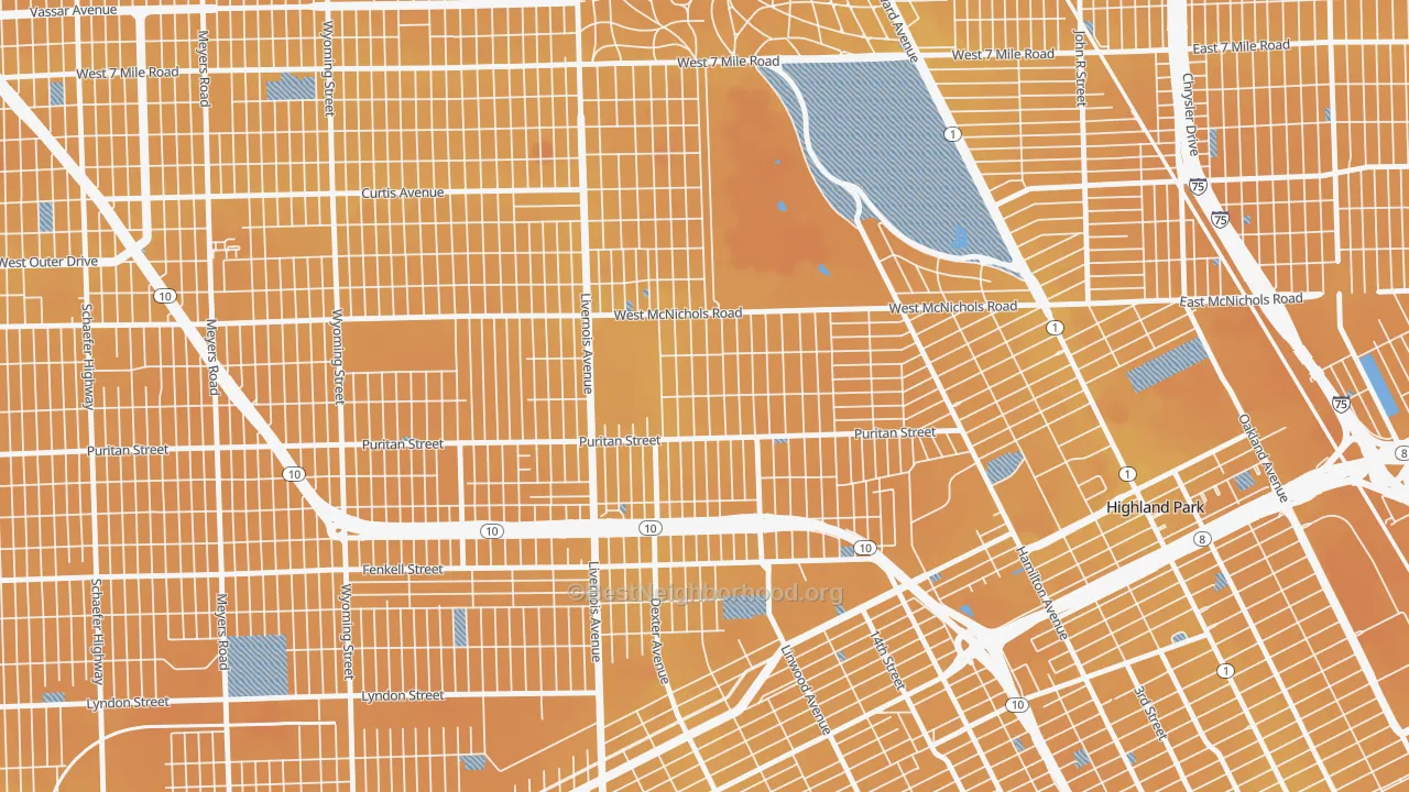 Transit Grade map of Martin Park, Detroit, MI