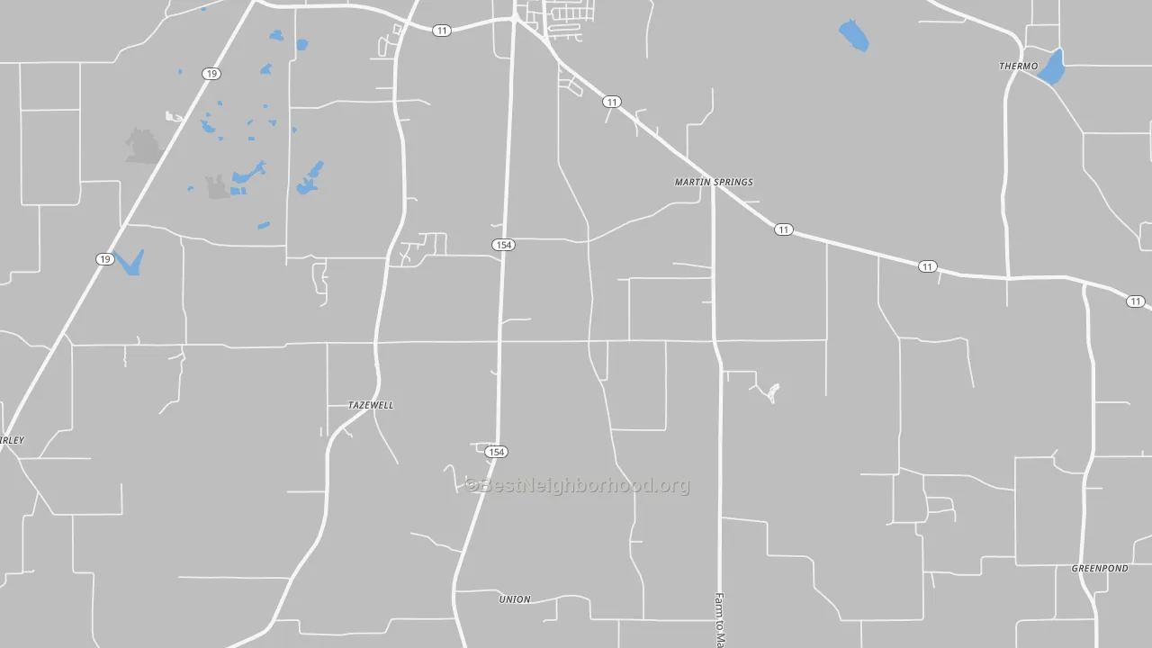 Transit Grade map of Martin Springs, TX