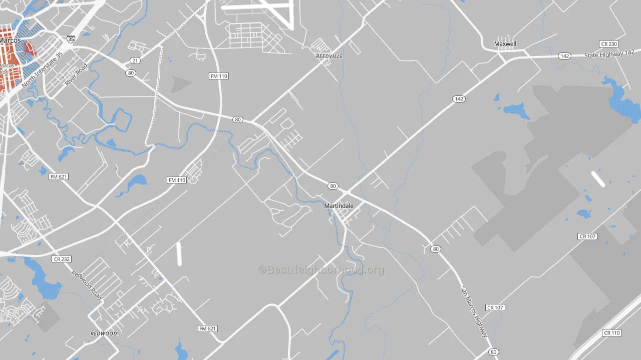 Transit Grade map of Martindale, TX