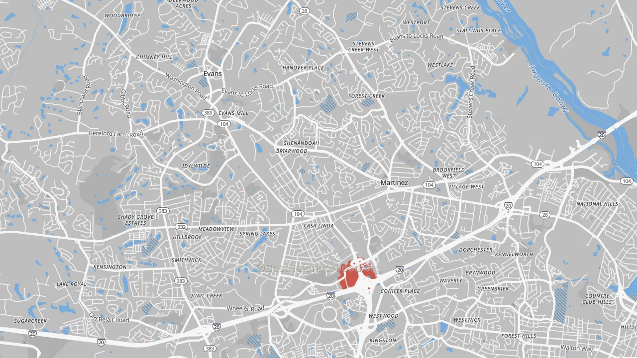 Transit Grade map of Martinez, GA