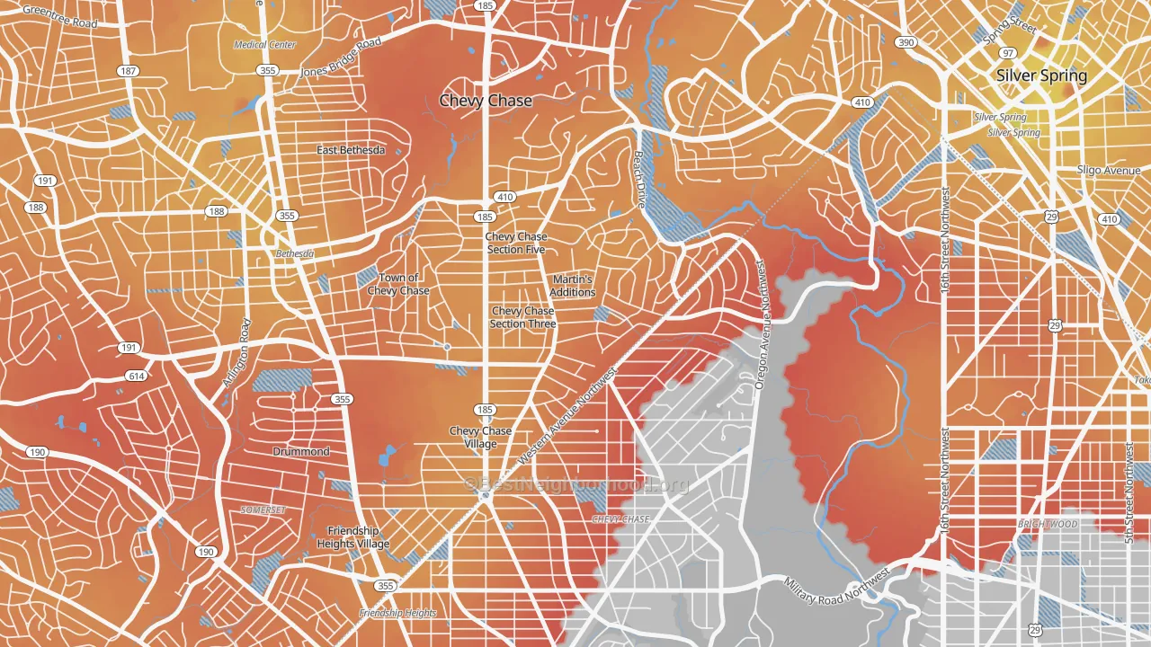 Transit Grade map of Martins Additions, MD