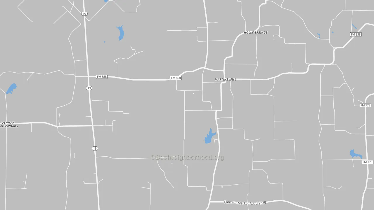 Transit Grade map of Martins Mill, TX