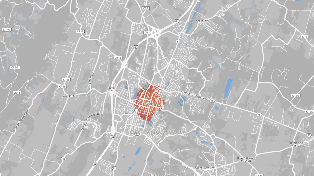 Transit Grade map of Martinsburg, WV