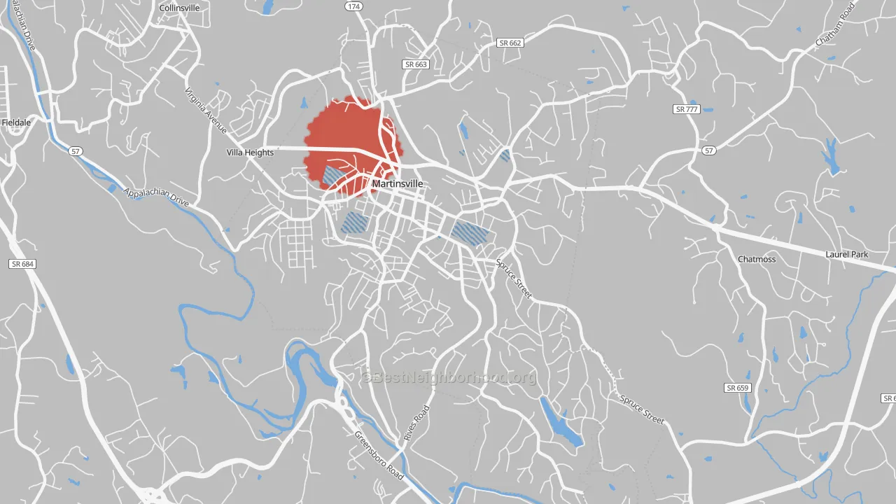 Transit Grade map of Martinsville City, VA