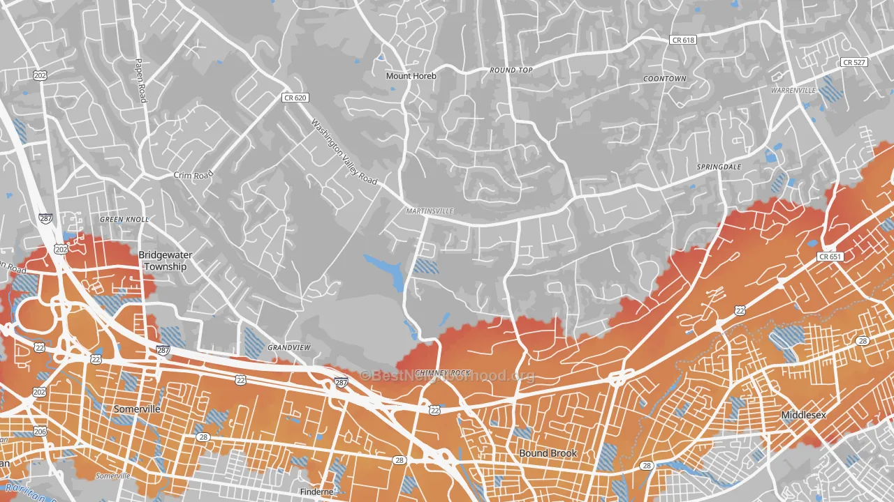 Transit Grade map of Martinsville, NJ