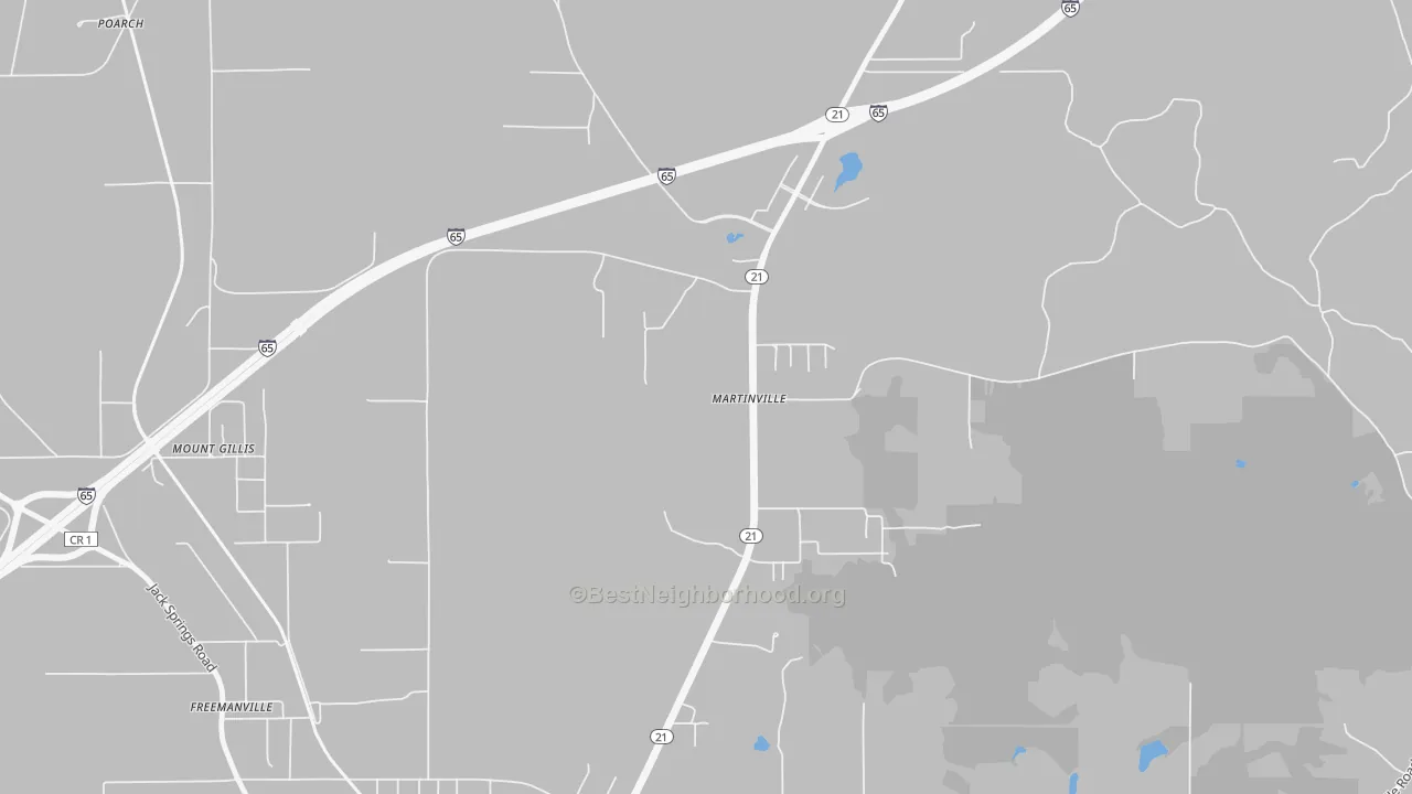 Transit Grade map of Martinville, AL