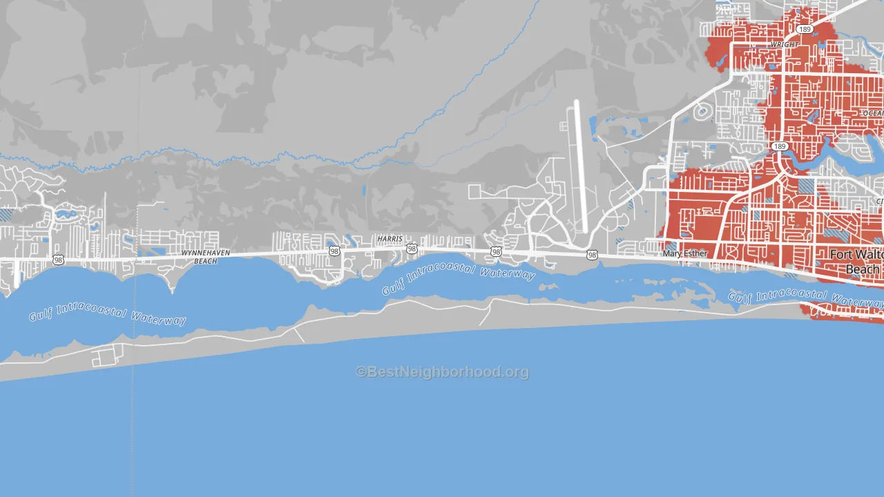 Transit Grade map of Mary Esther, FL