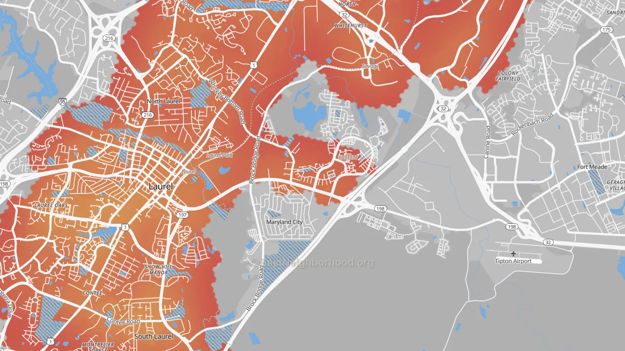 Transit Grade map of Maryland City, MD
