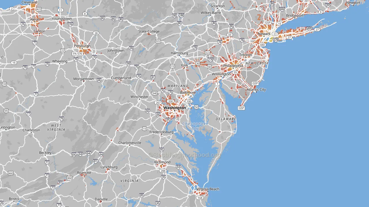 Transit Grade map of Maryland