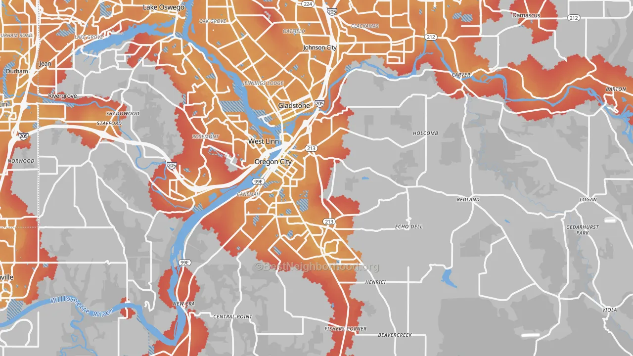 Transit Grade map of Marylhurst, OR