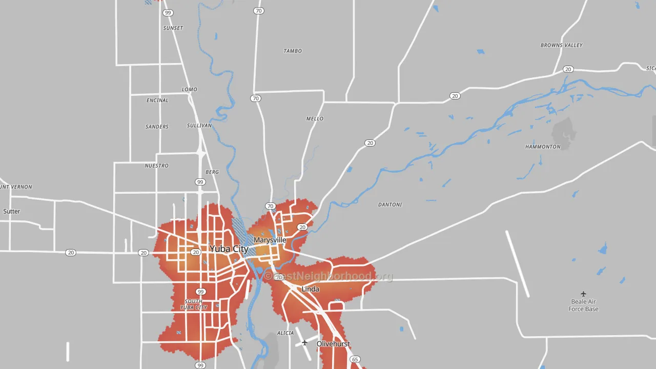Transit Grade map of Marysville, CA