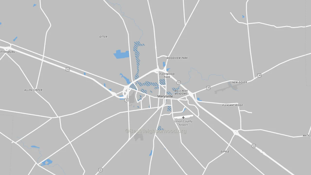 Transit Grade map of Marysville, OH