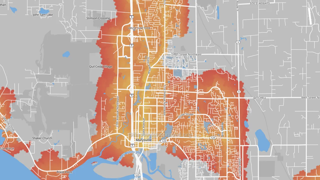 Transit Grade map of Marysville, WA