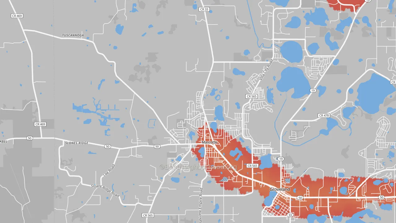 Transit Grade map of Mascotte, FL