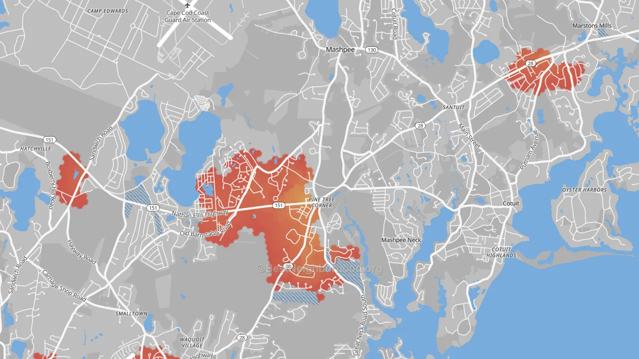 Transit Grade map of Mashpee, MA