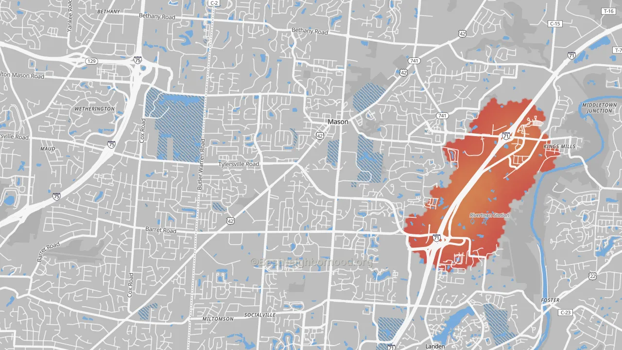 Transit Grade map of Mason, OH