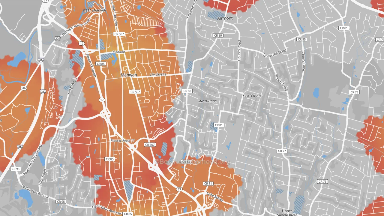 Transit Grade map of Masonicus, Mahwah, NJ