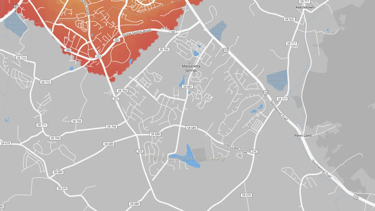 Transit Grade map of Massanetta Springs, VA