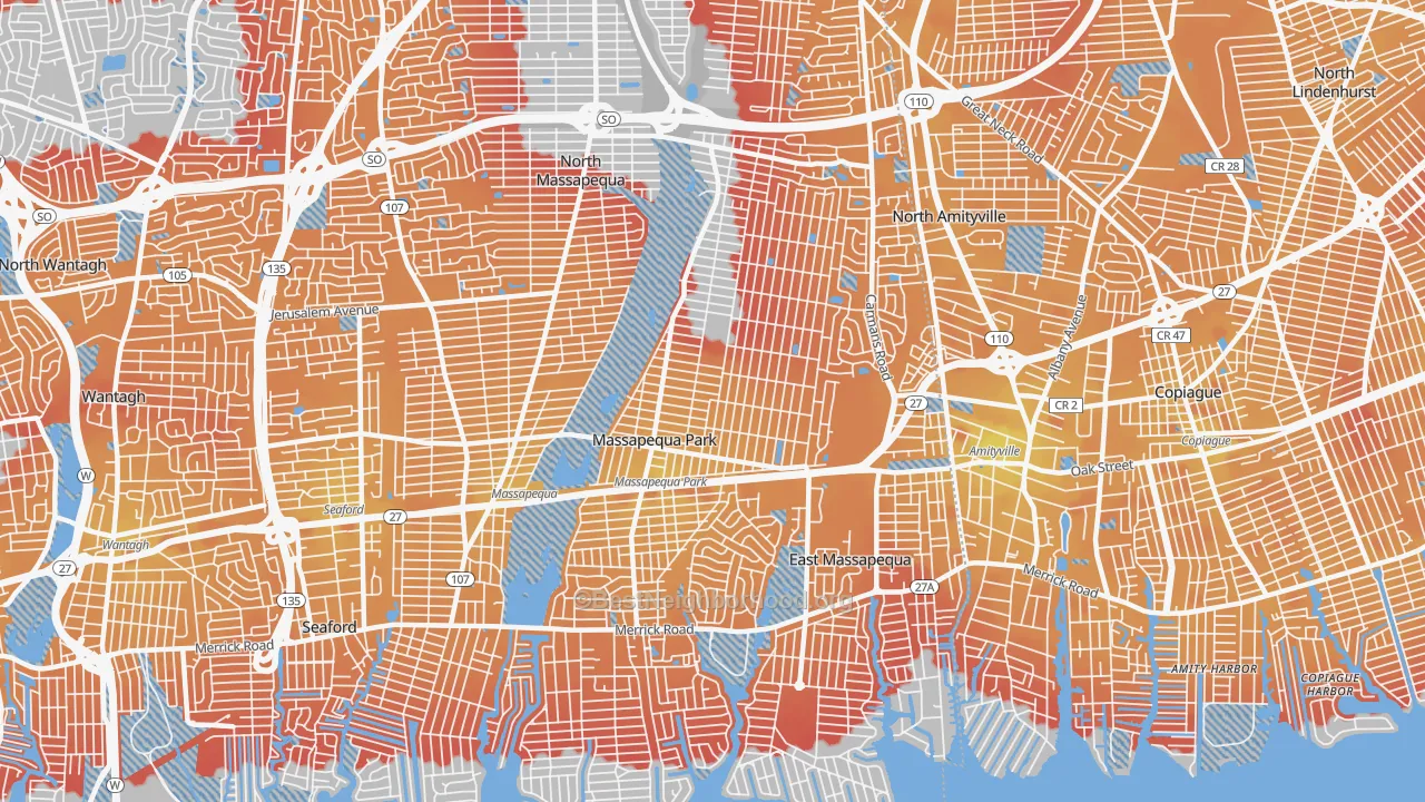 Transit Grade map of Massapequa Park, NY