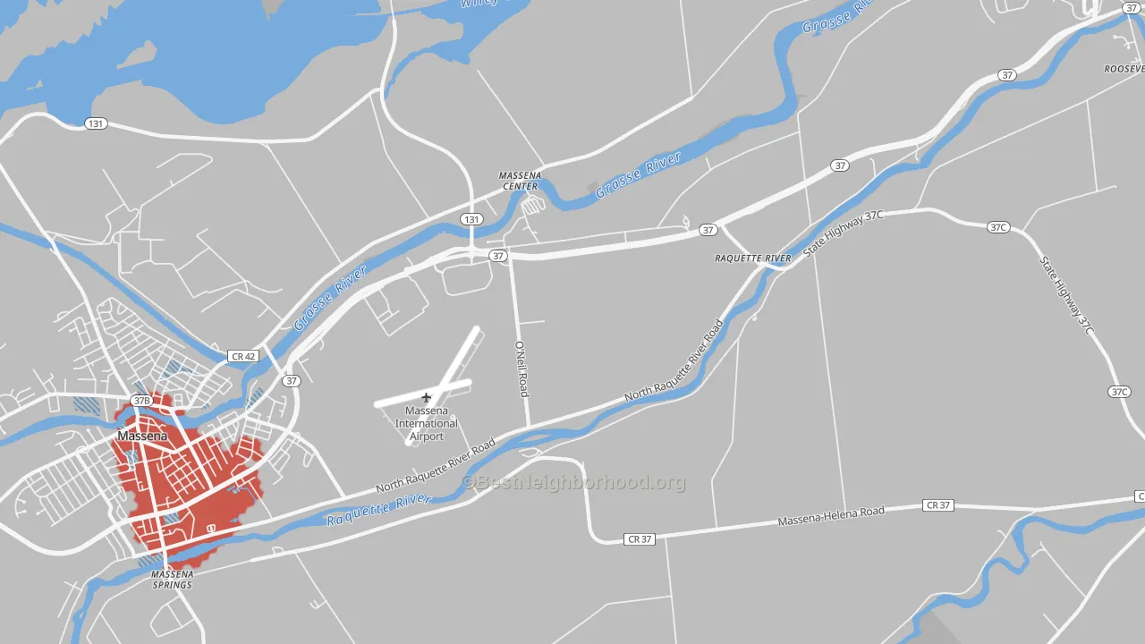 Transit Grade map of Massena Center, NY