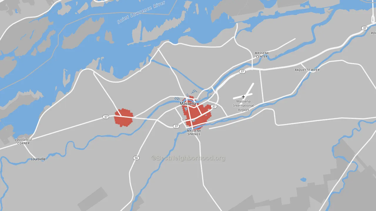 Transit Grade map of Massena, NY
