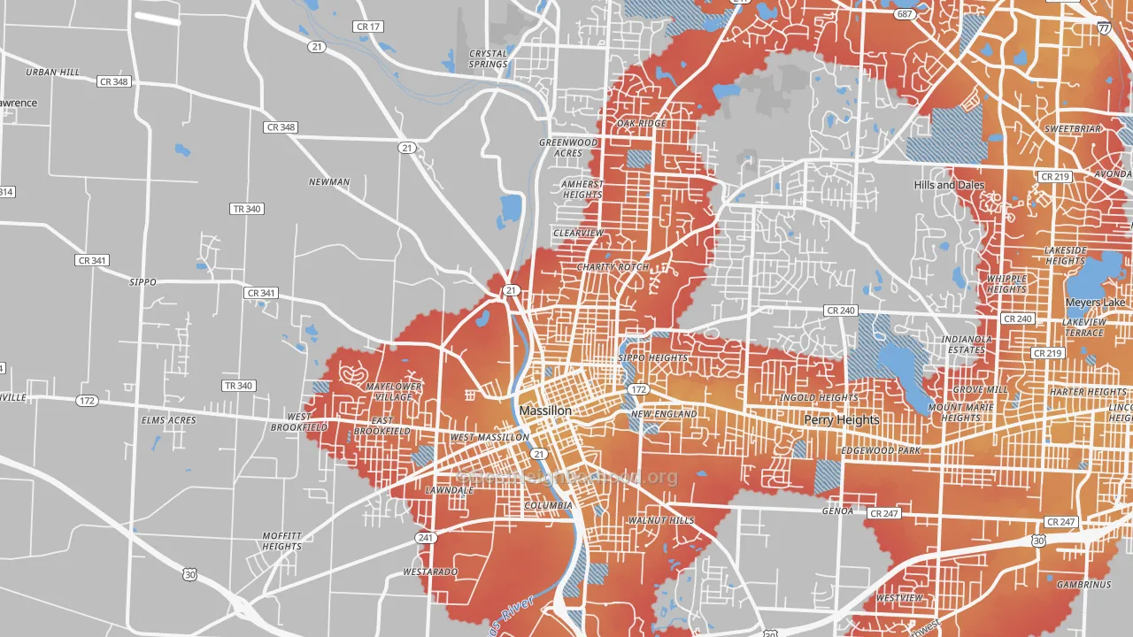 Transit Grade map of Massillon, OH