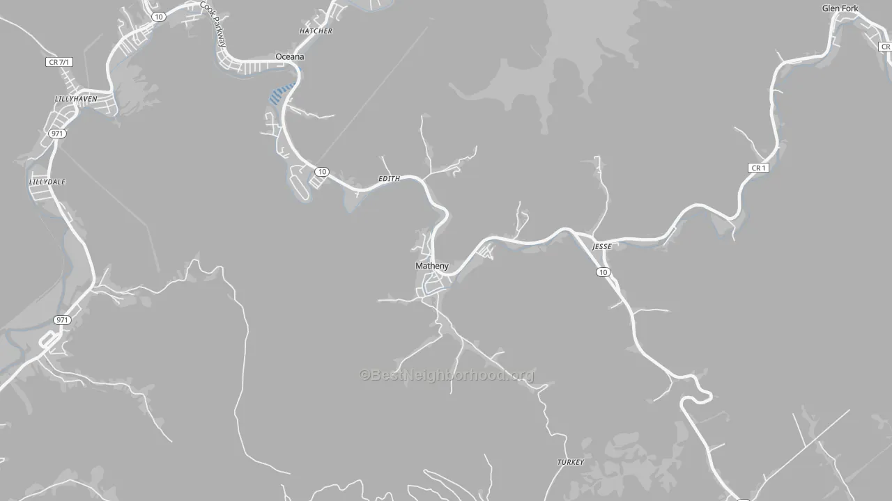 Transit Grade map of Matheny, WV