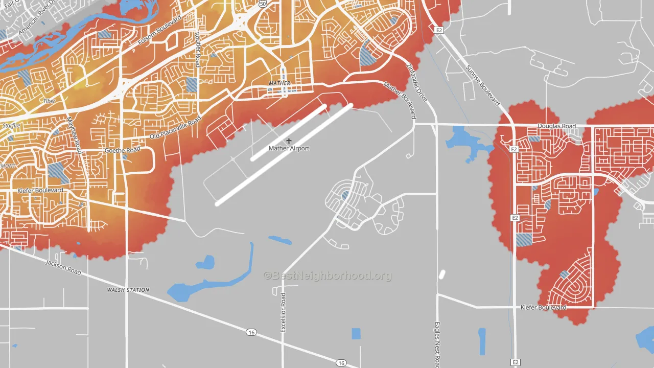 Transit Grade map of Mather, CA