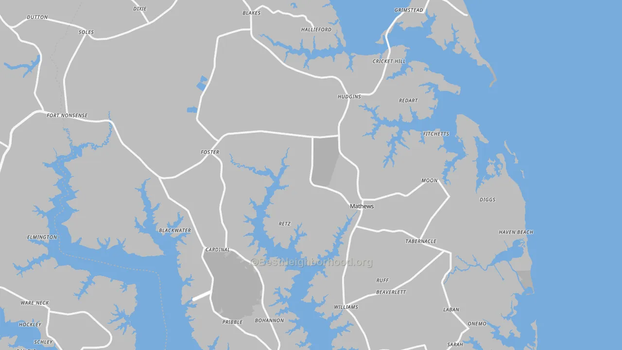 Transit Grade map of Mathews County, VA