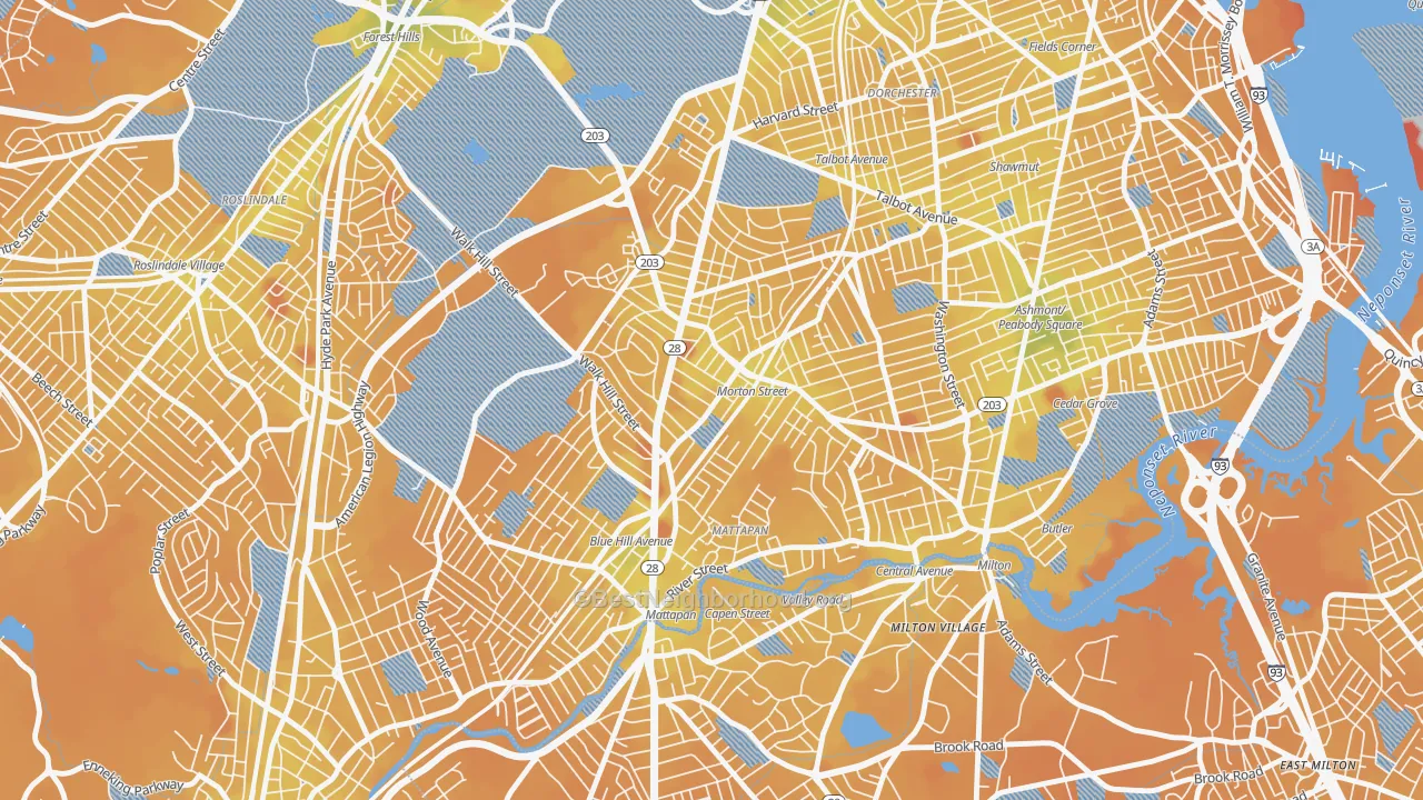 Transit Grade map of Mattapan, MA