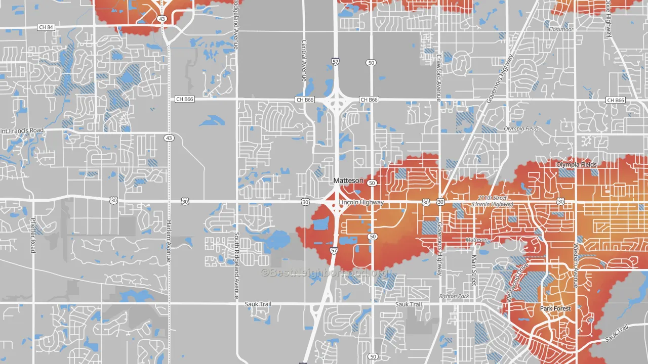 Transit Grade map of Matteson, IL