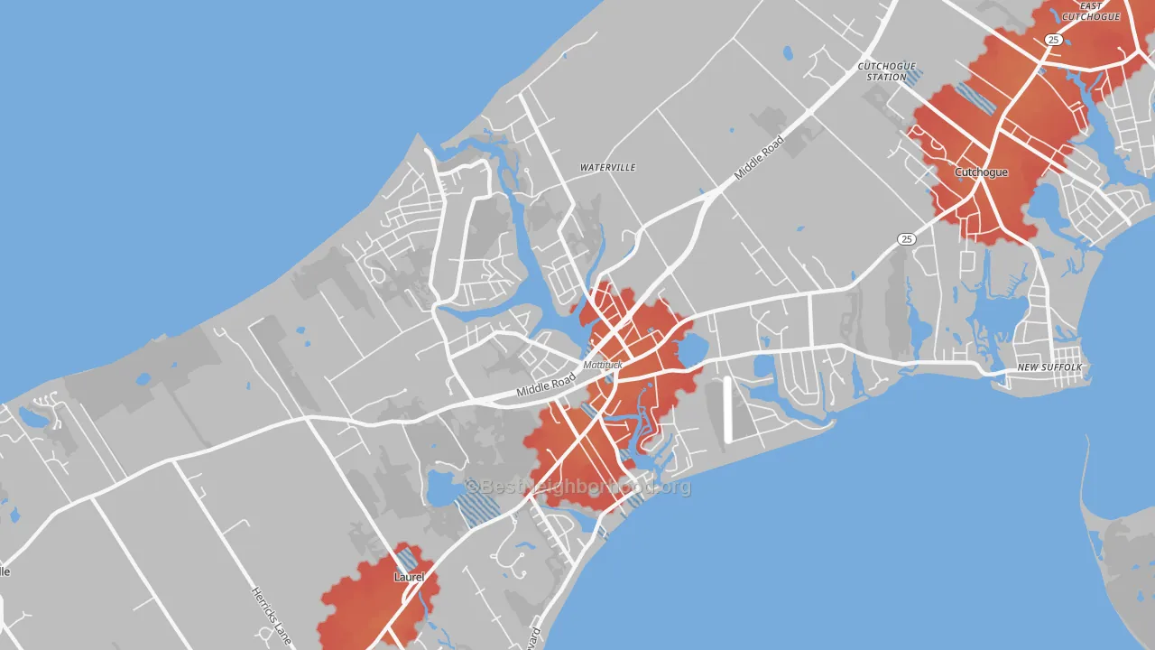Transit Grade map of Mattituck, NY