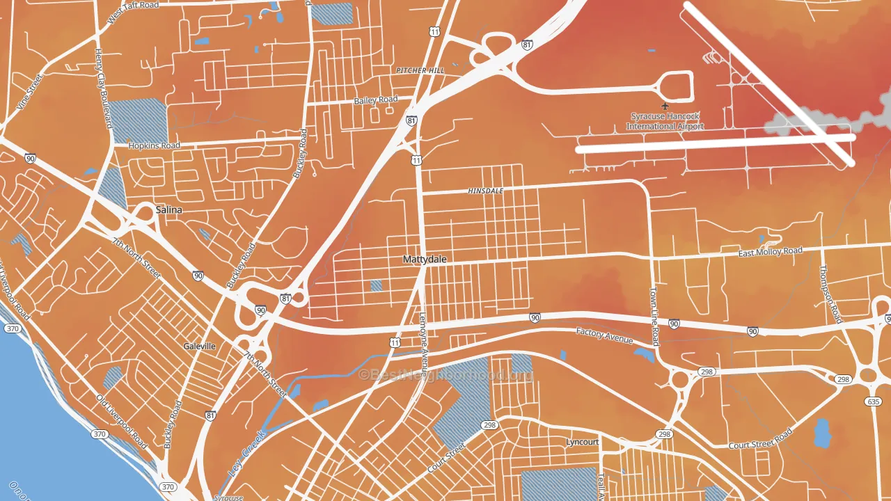 Transit Grade map of Mattydale, NY