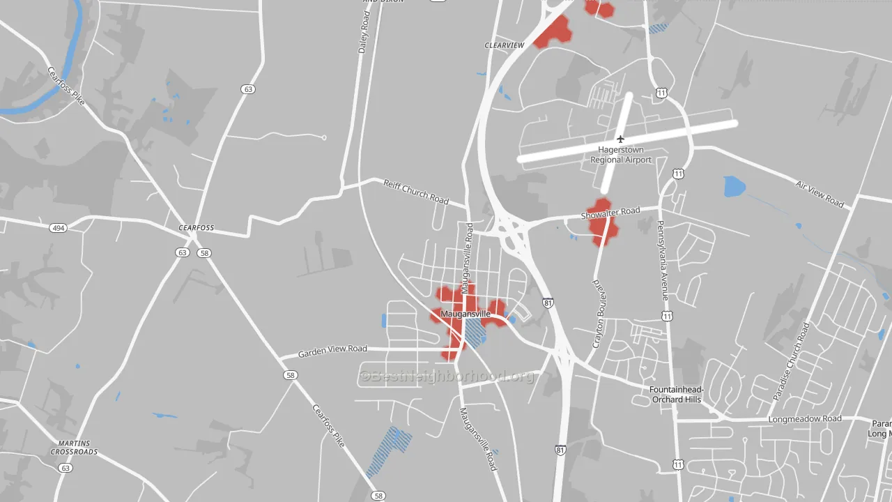 Transit Grade map of Maugansville, MD