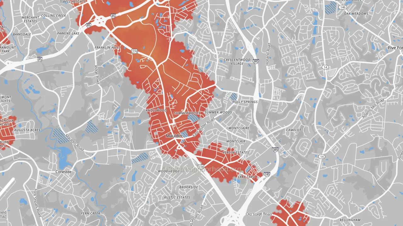 Transit Grade map of Mauldin, SC