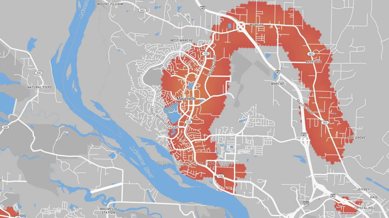 Transit Grade map of Maumelle, AR