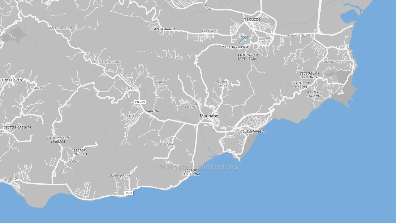 Transit Grade map of Maunabo Municipio, PR