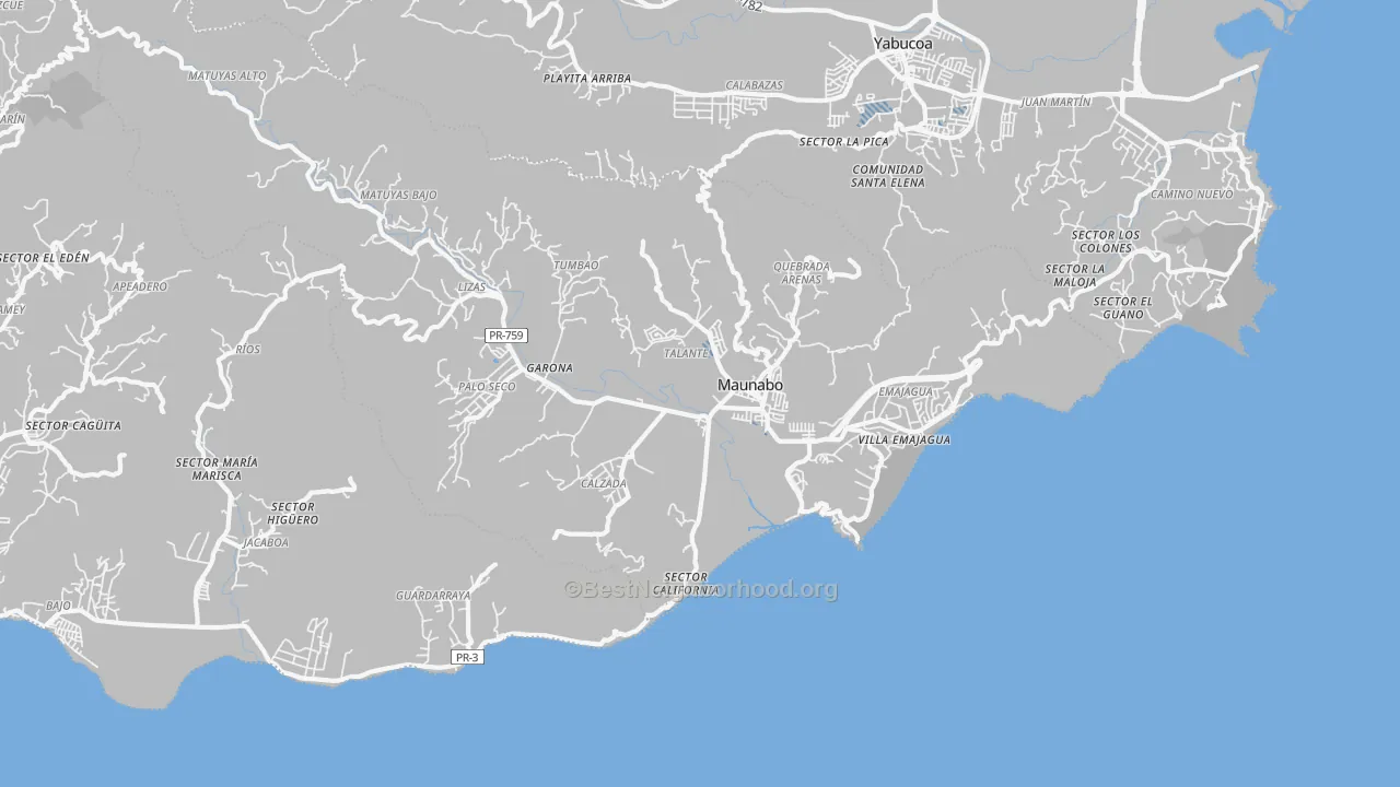 Transit Grade map of Maunabo, PR