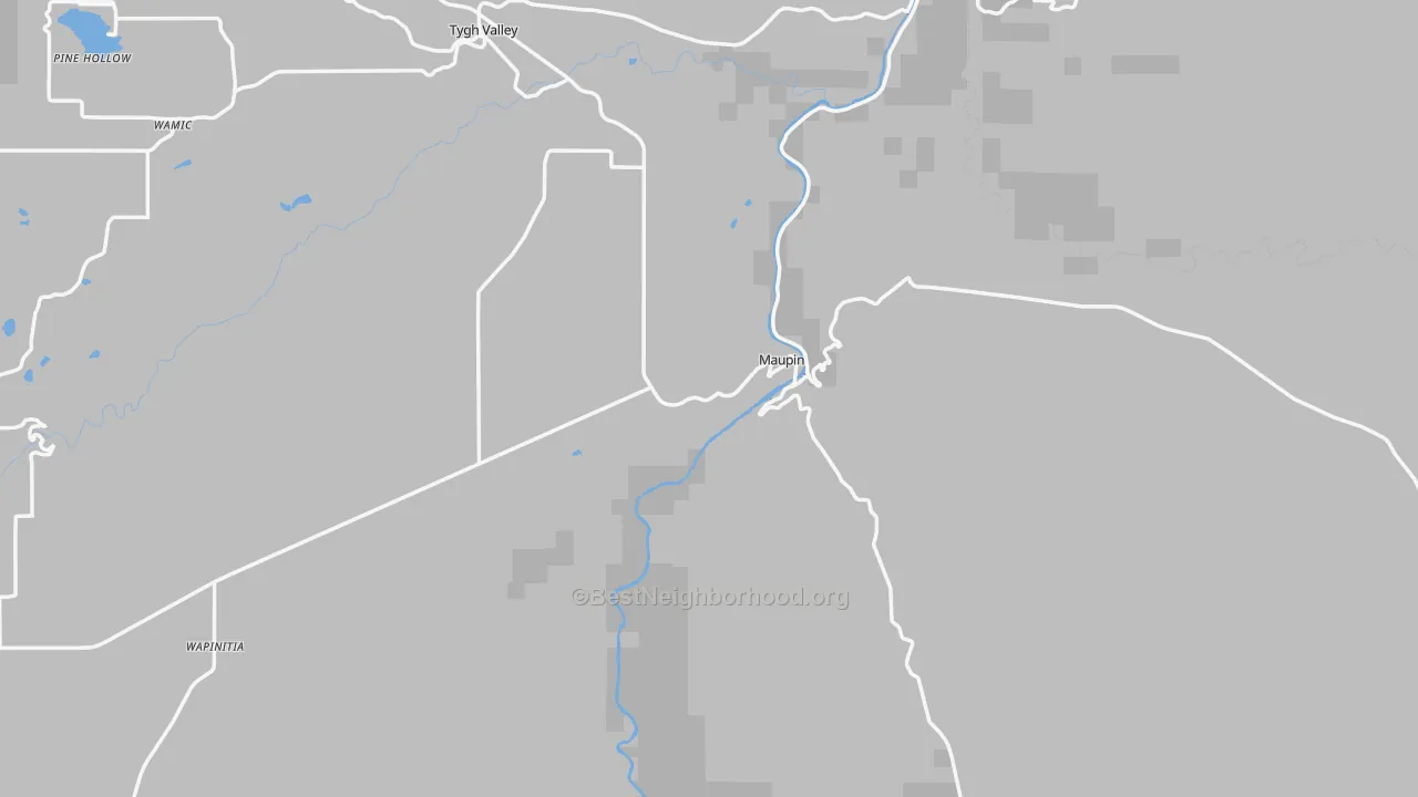 Transit Grade map of Maupin, OR