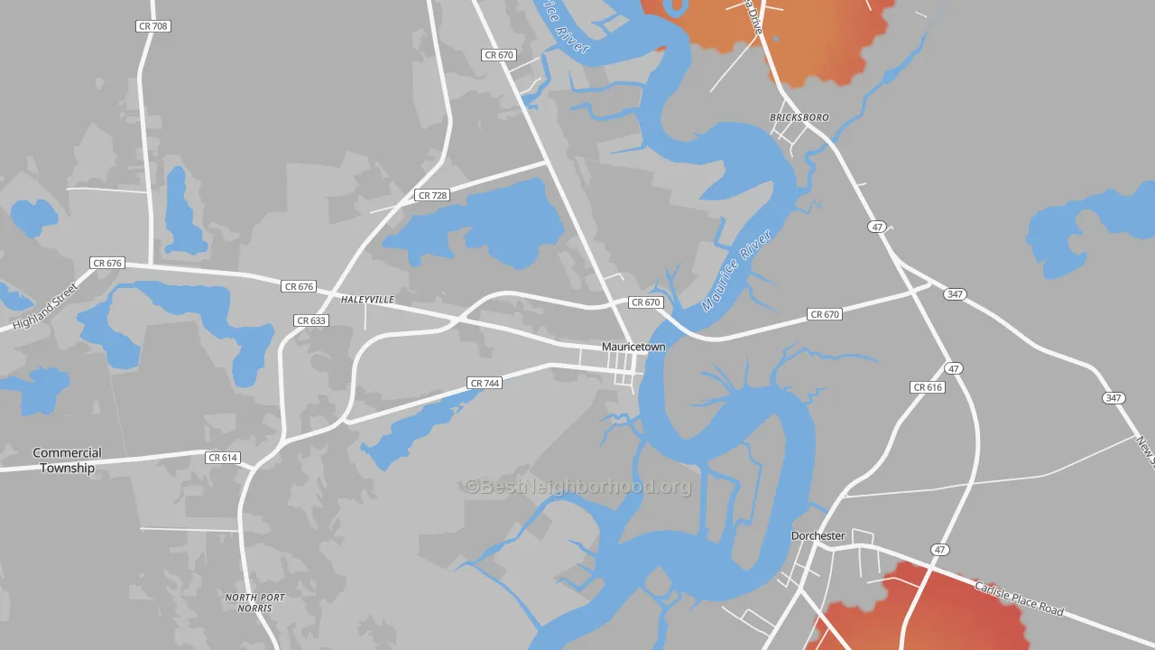 Transit Grade map of Mauricetown, NJ