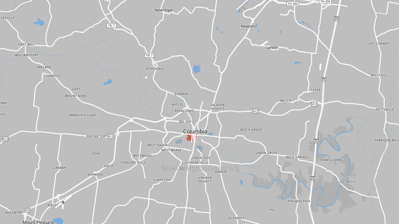 Transit Grade map of Maury County, TN