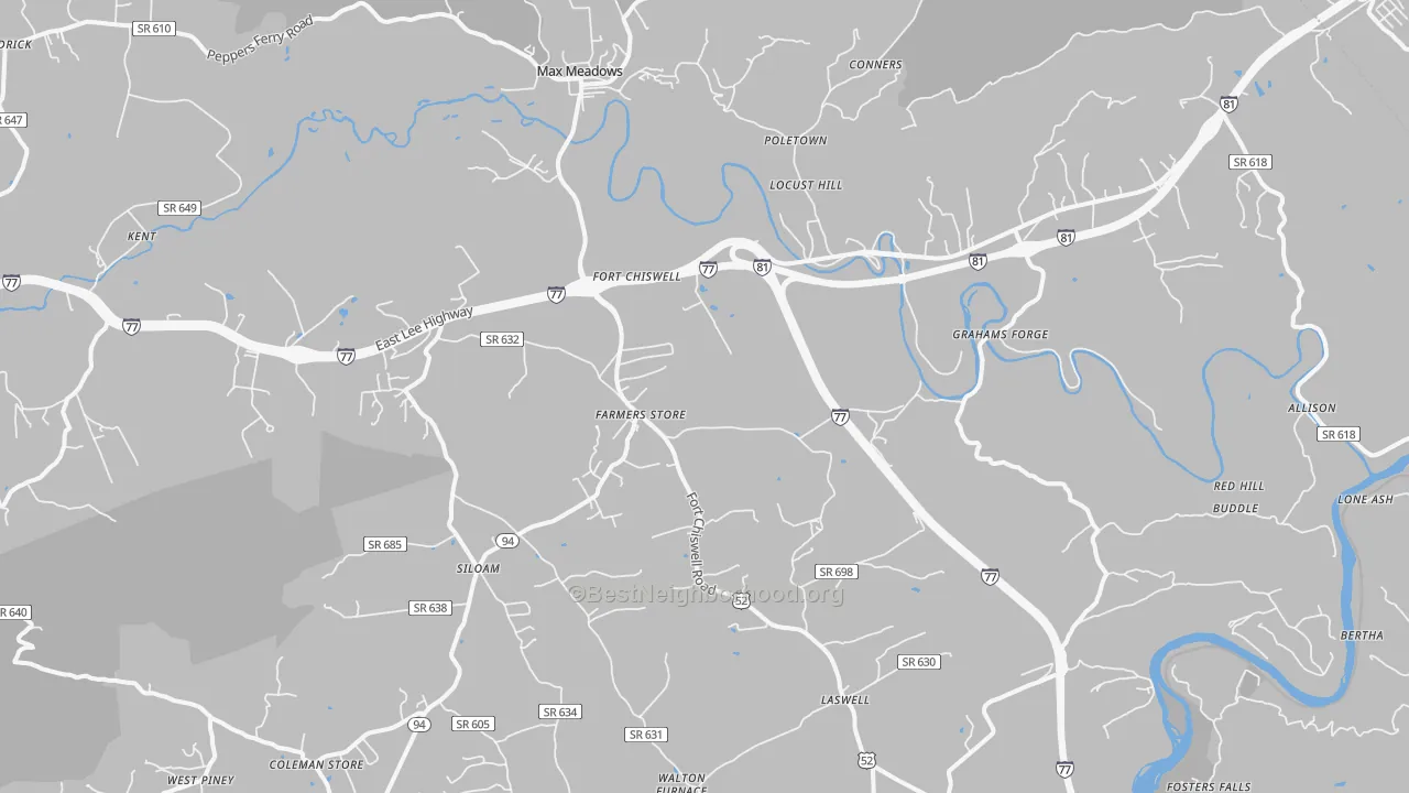 Transit Grade map of Max Meadows, VA