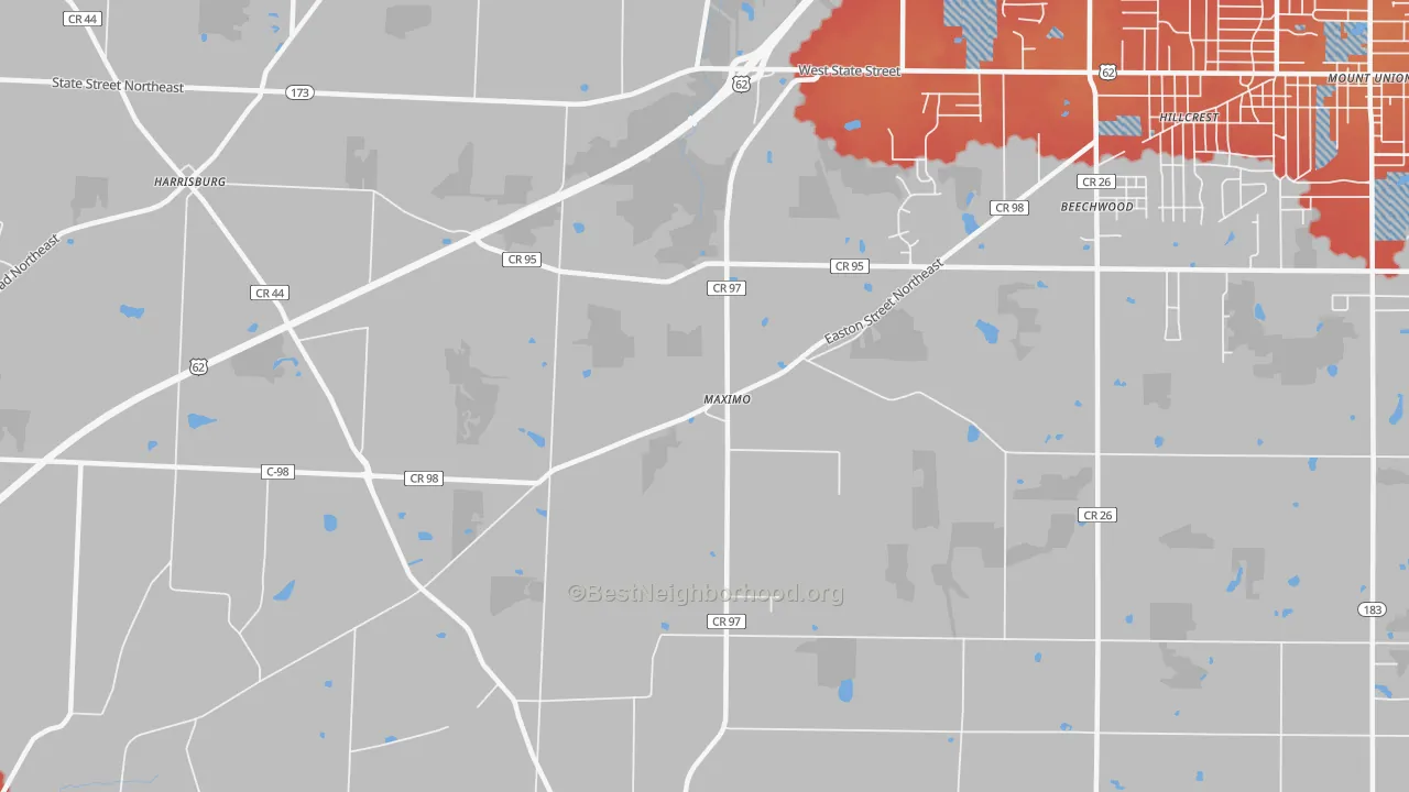 Transit Grade map of Maximo, OH