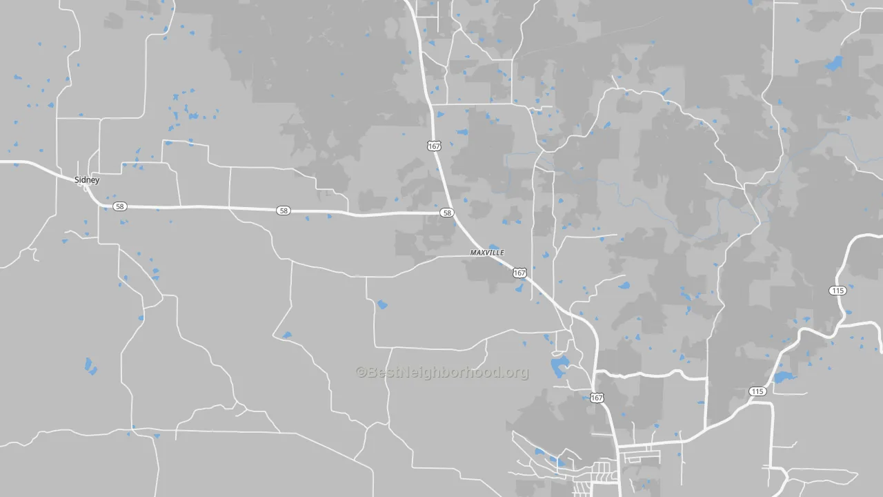 Transit Grade map of Maxville, AR
