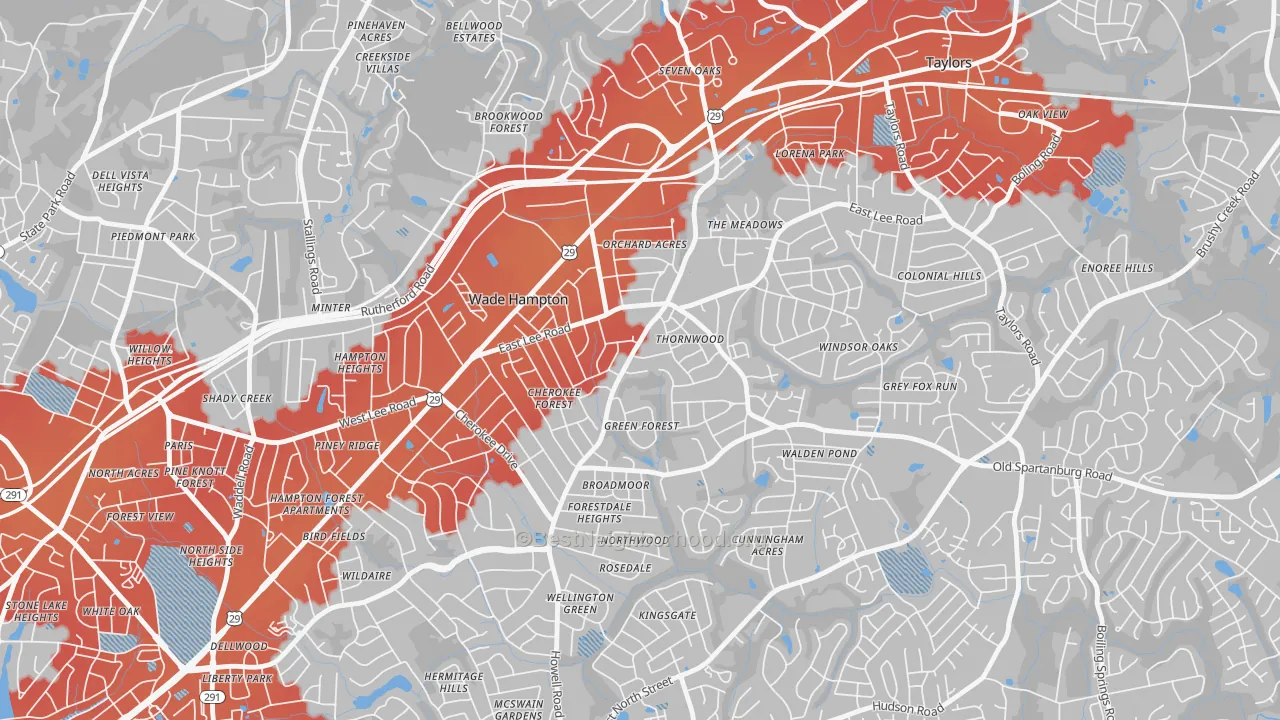 Transit Grade map of Mayfair Estates, Taylors, SC