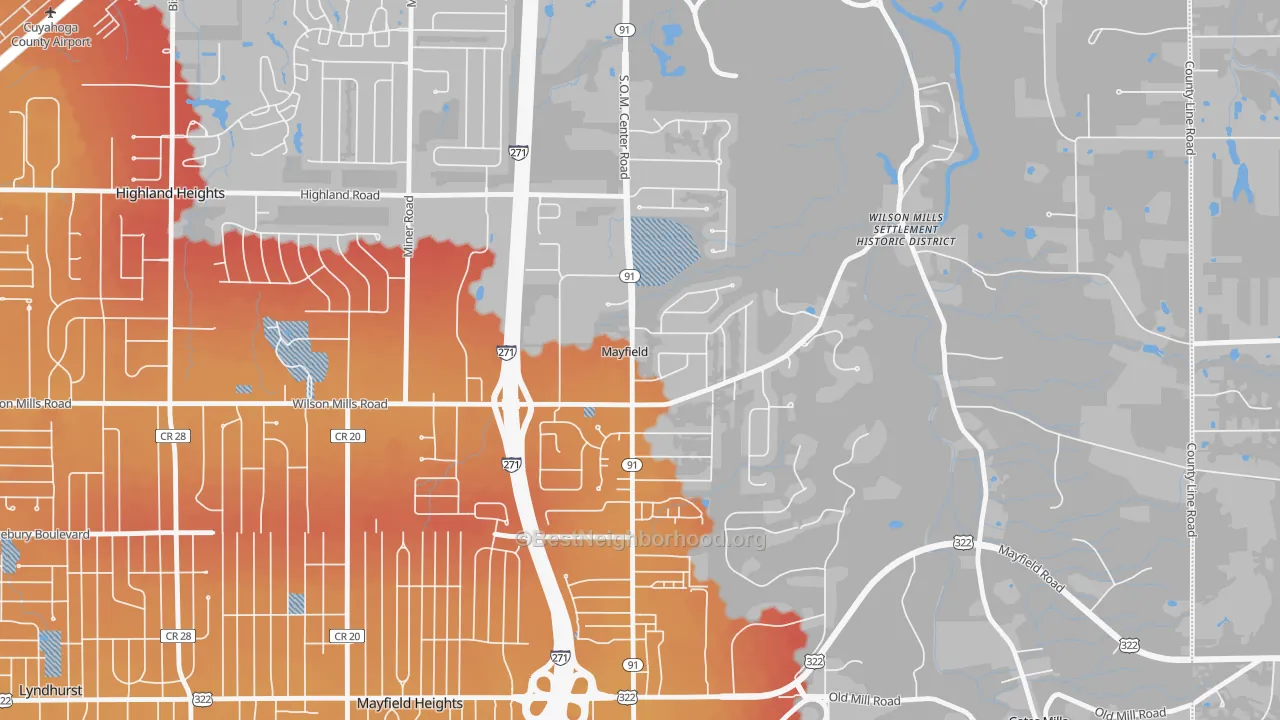 Transit Grade map of Mayfield, OH