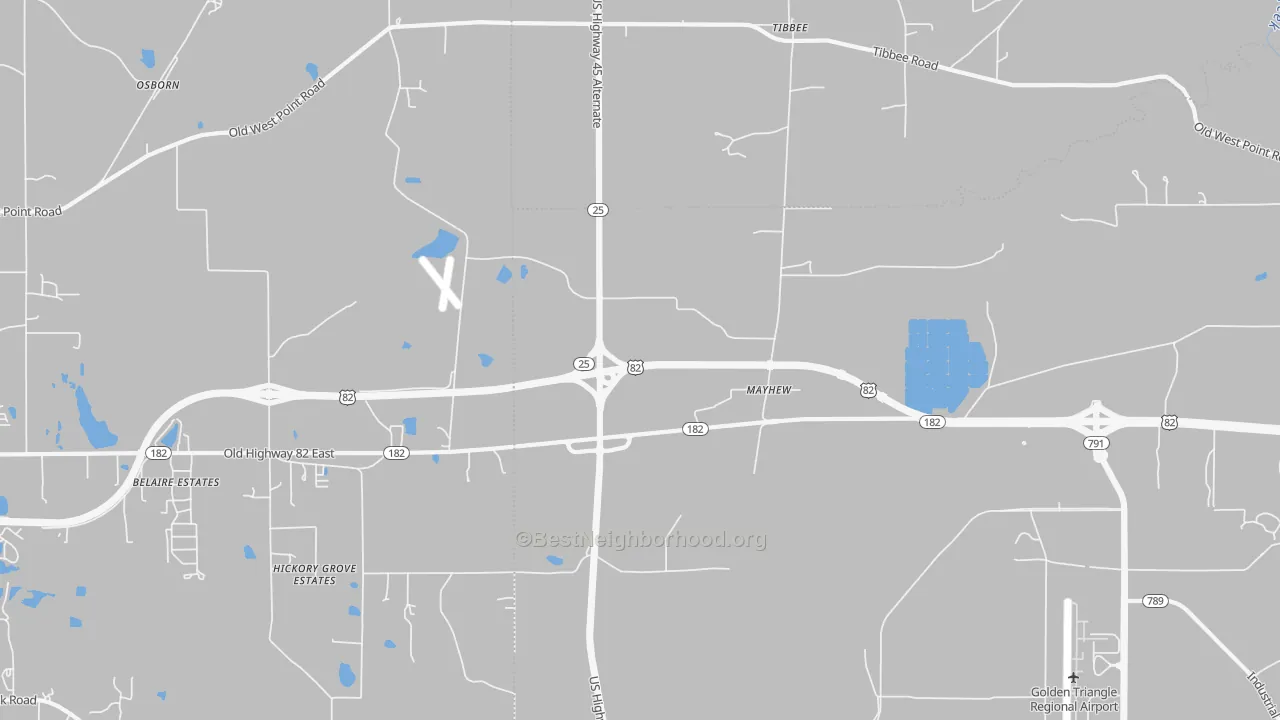 Transit Grade map of Mayhew, MS
