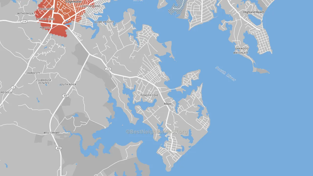 Transit Grade map of Mayo, MD